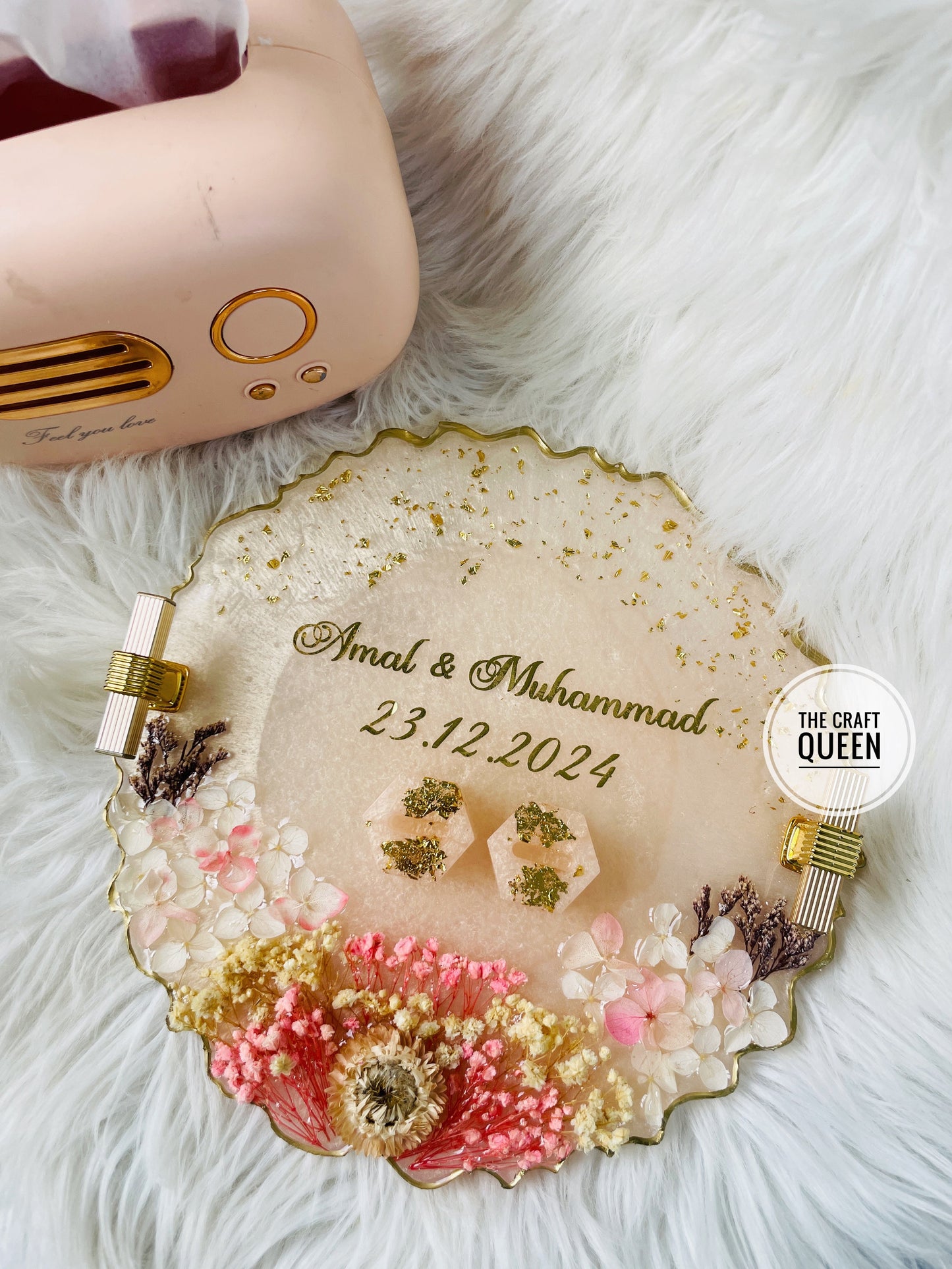 Pink and White Floral Tray The Craft Queen