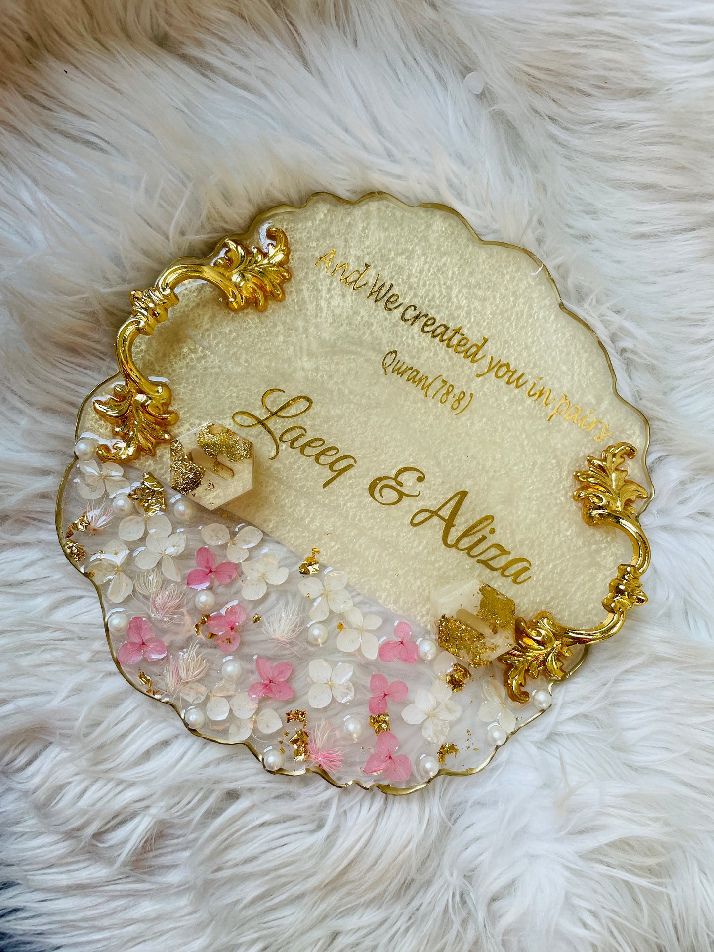 Pink and White Stone Floral Tray The Craft Queen