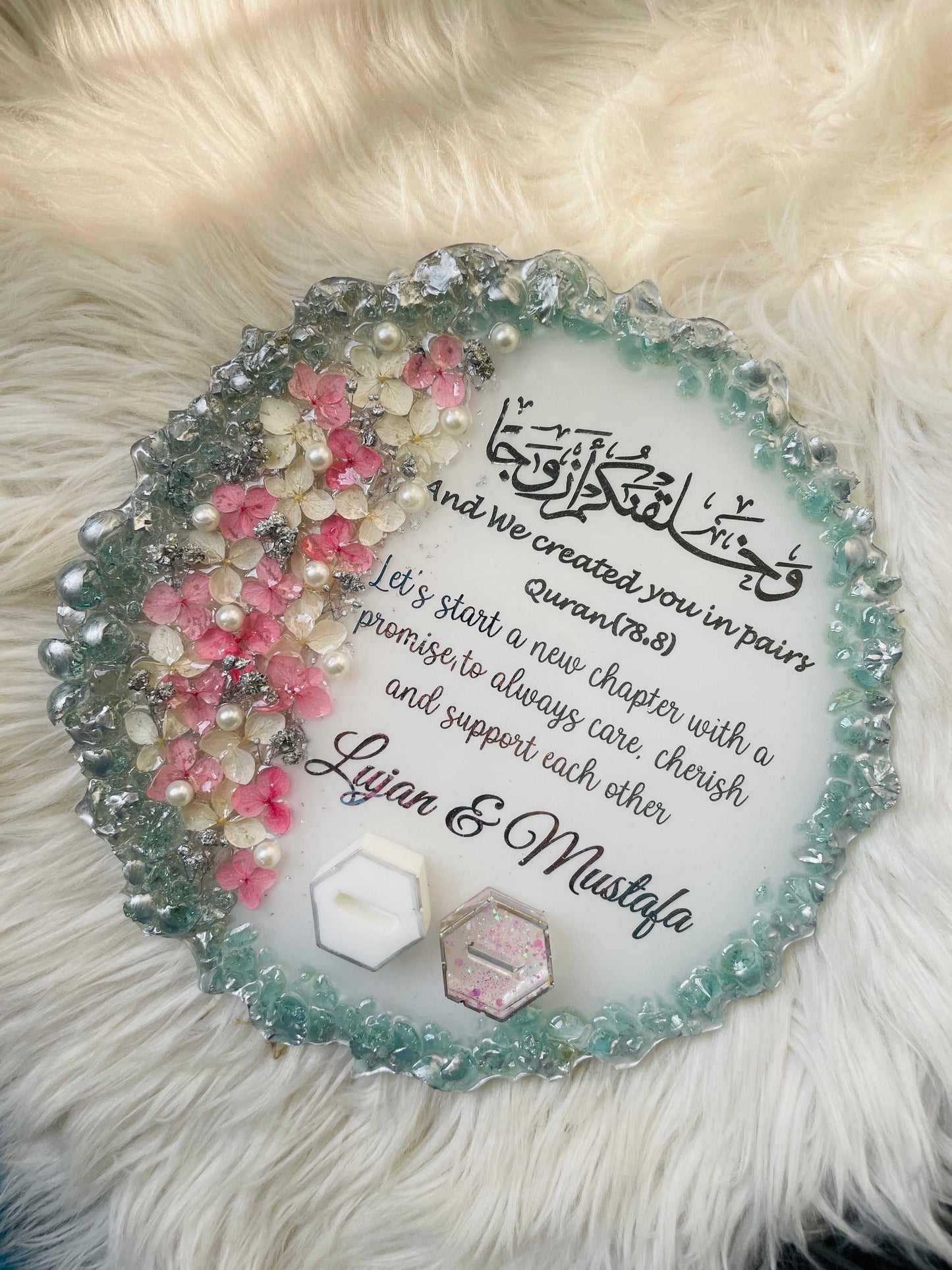 Pink and White Stone Floral Tray The Craft Queen
