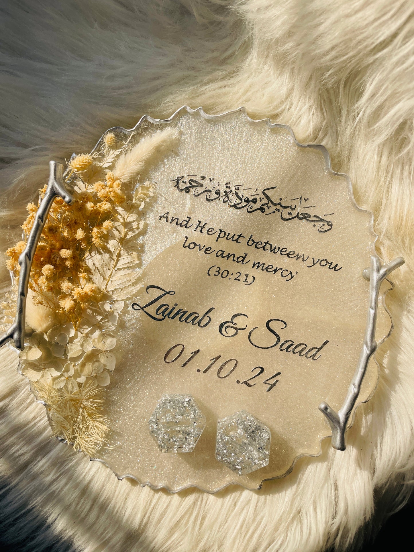 Golden Floral Tray Tree handle The Craft Queen