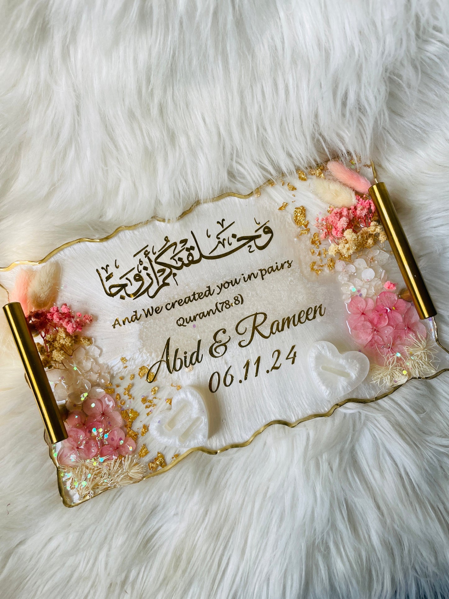 White with Pink Floral Rectangle Tray The Craft Queen