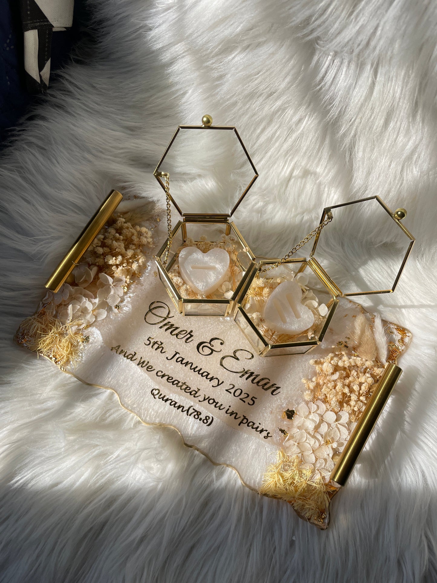 Golden and White Theme Tray RIng box The Craft Queen