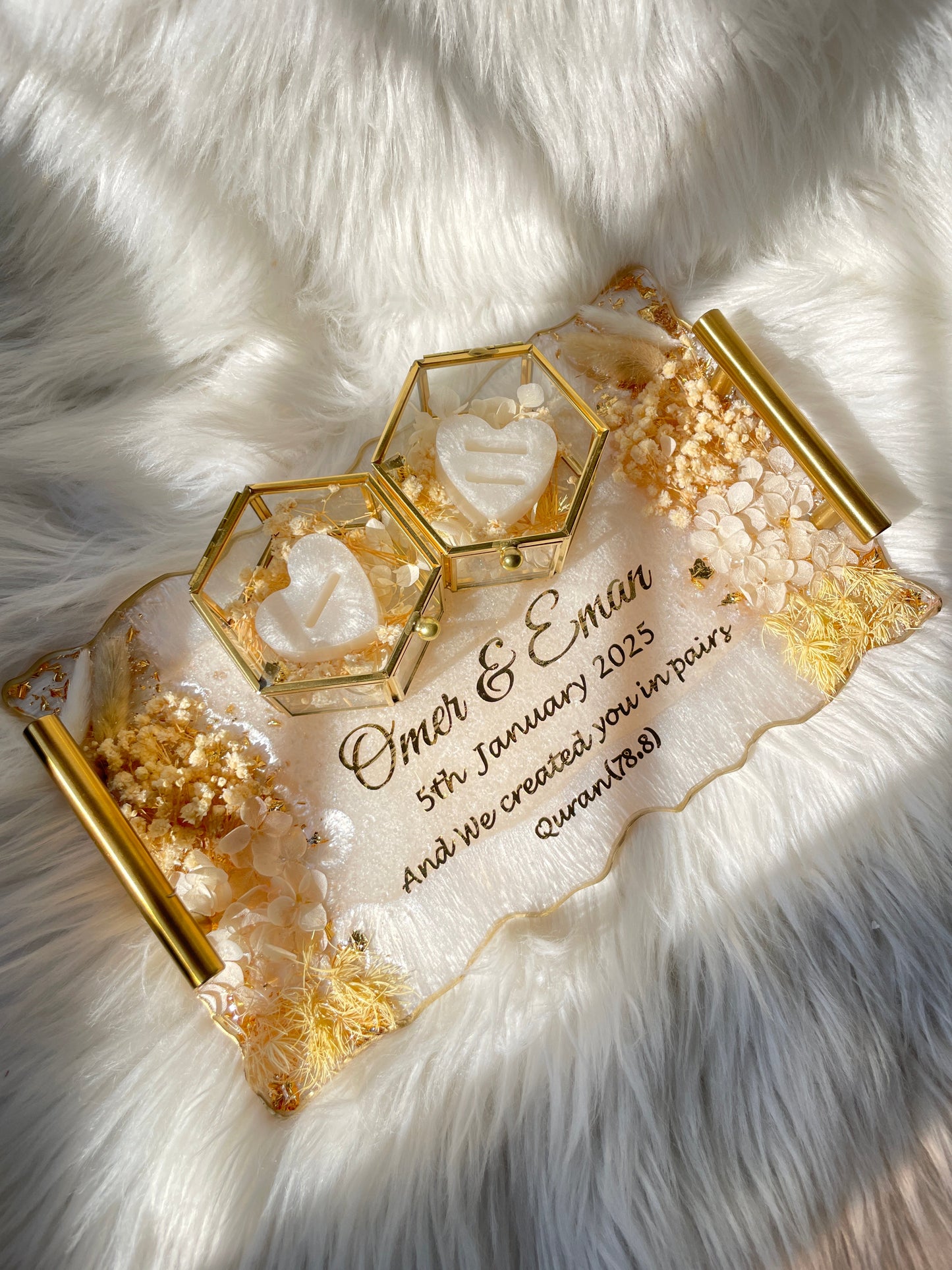 Golden and White Theme Tray RIng box The Craft Queen