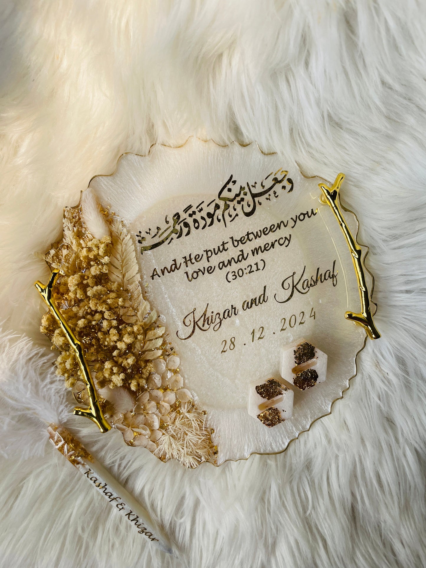 White Floral and Golden Tray The Craft Queen