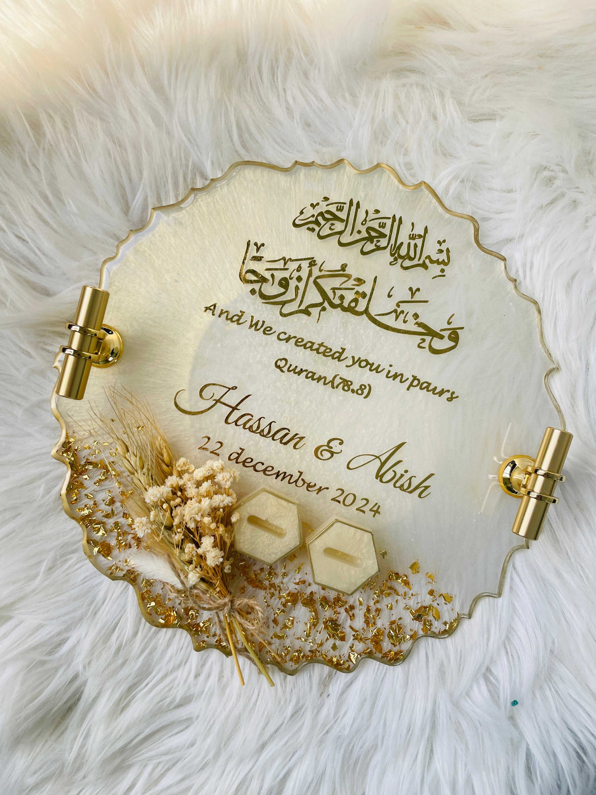 White and Golden Floral Tray The Craft Queen