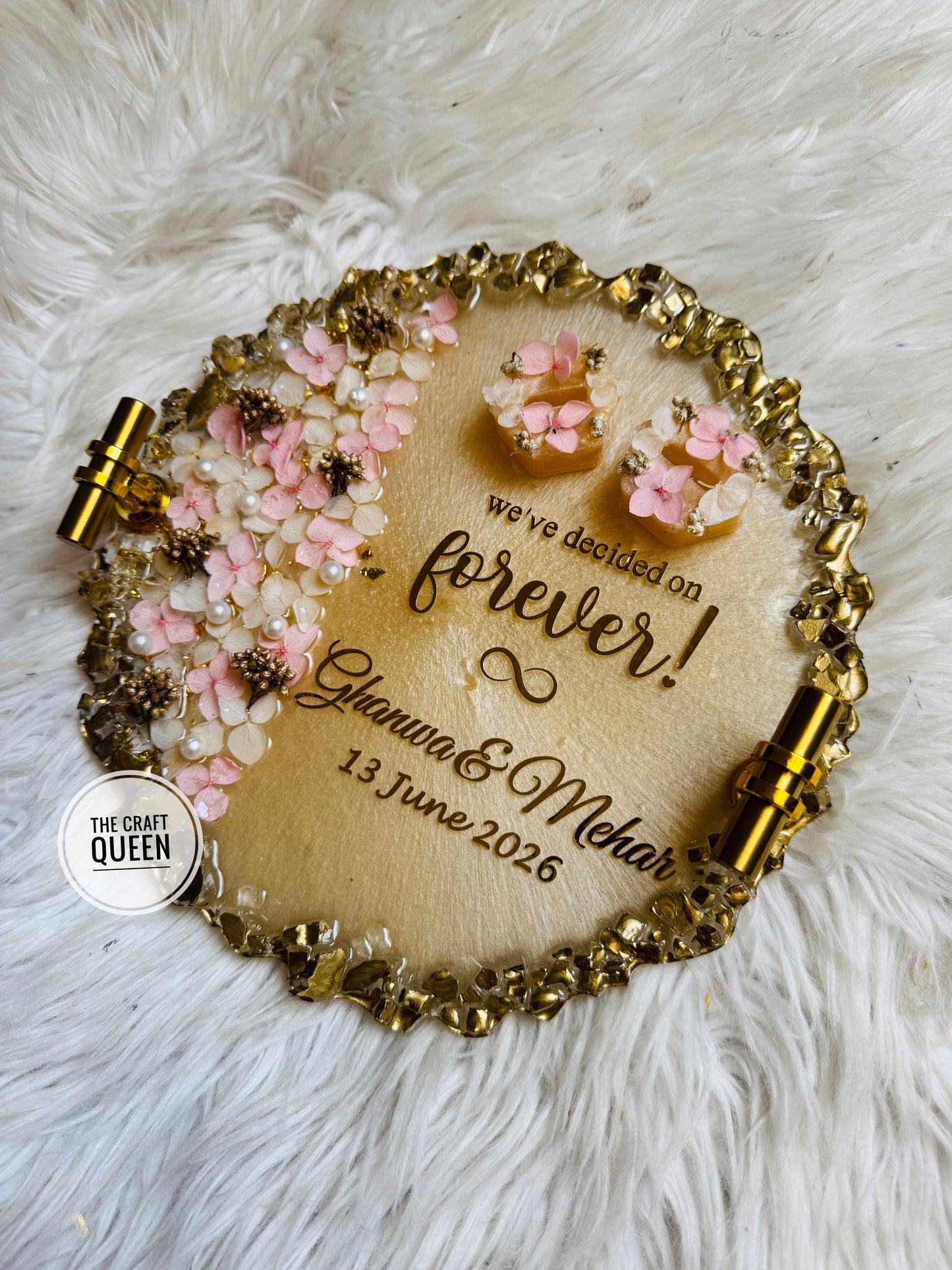 Silk Tray with Pink and White Floral