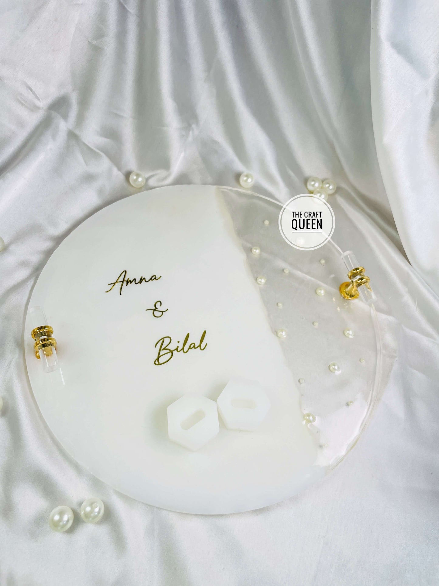 Personalized Wedding Ring Platter | Custom Engagement Ring Holder with Names The Craft Queen