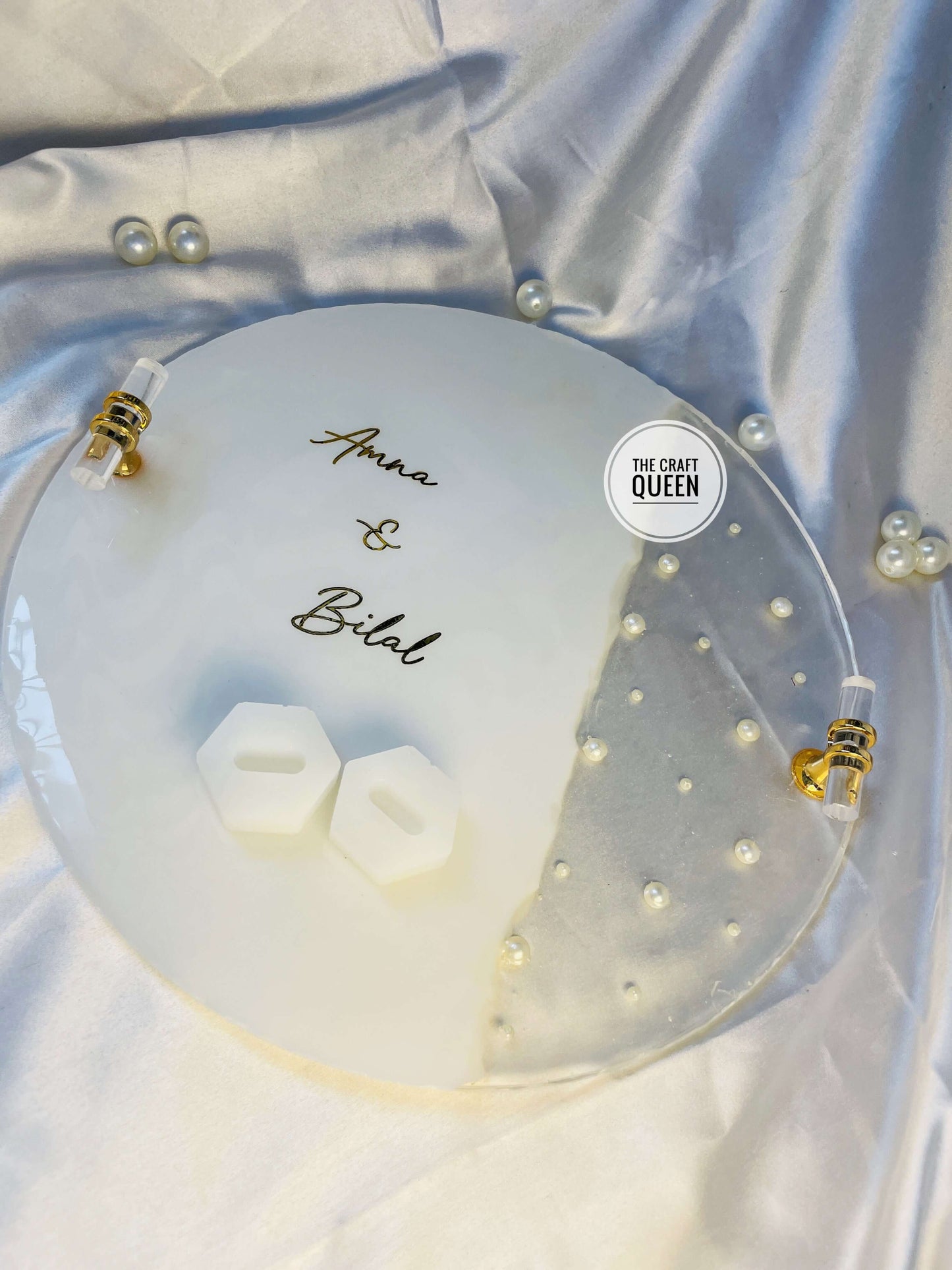 Personalized Wedding Ring Platter | Custom Engagement Ring Holder with Names The Craft Queen