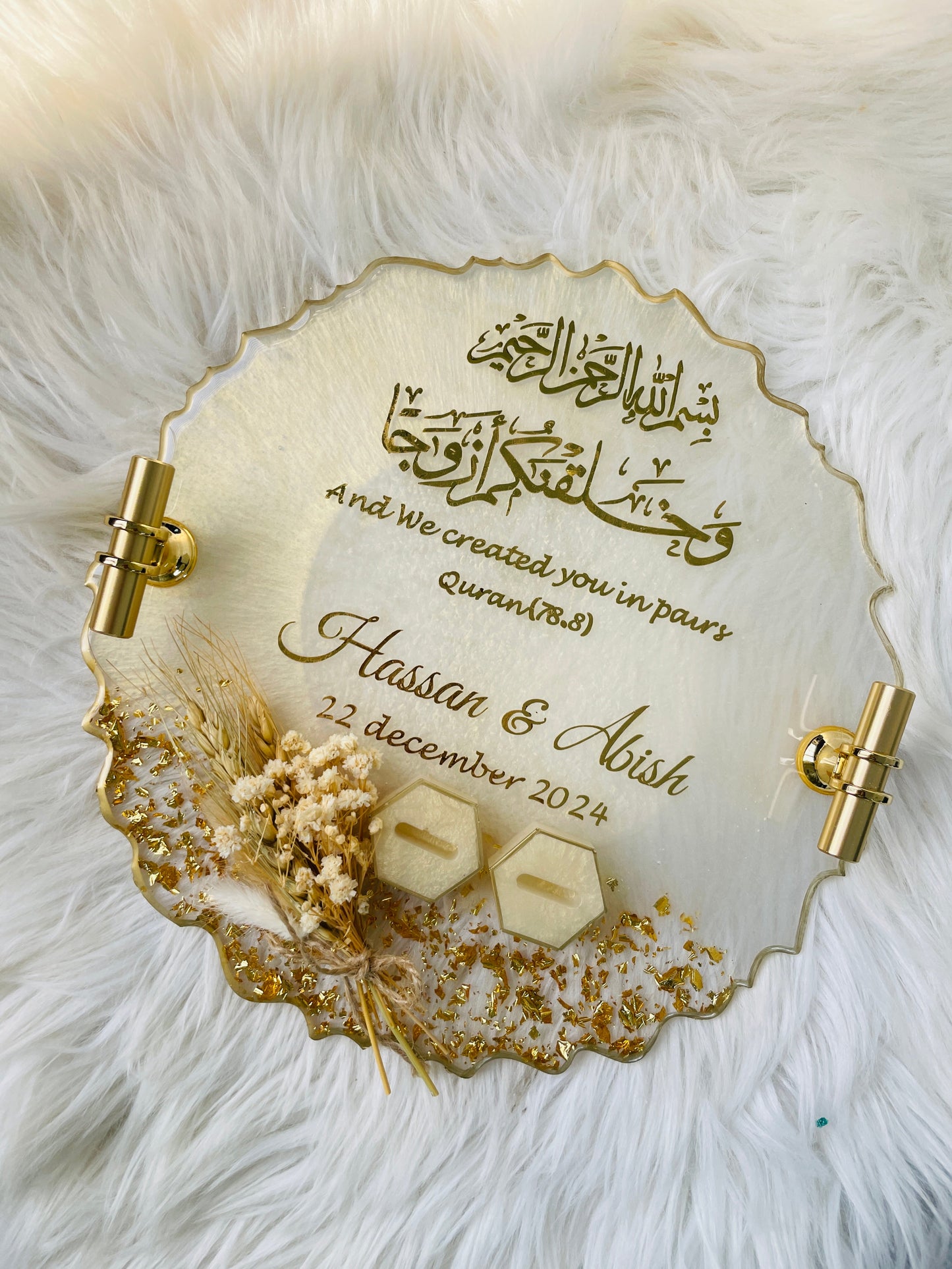 White and Golden Floral Tray The Craft Queen