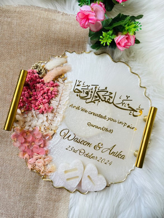 Pink Floral Engagement Tray