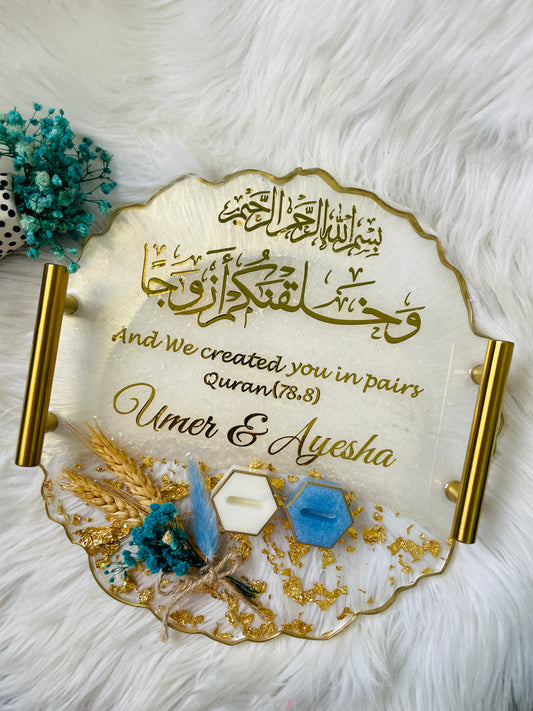 Gold with Blue Nikkah Tray Ceremony