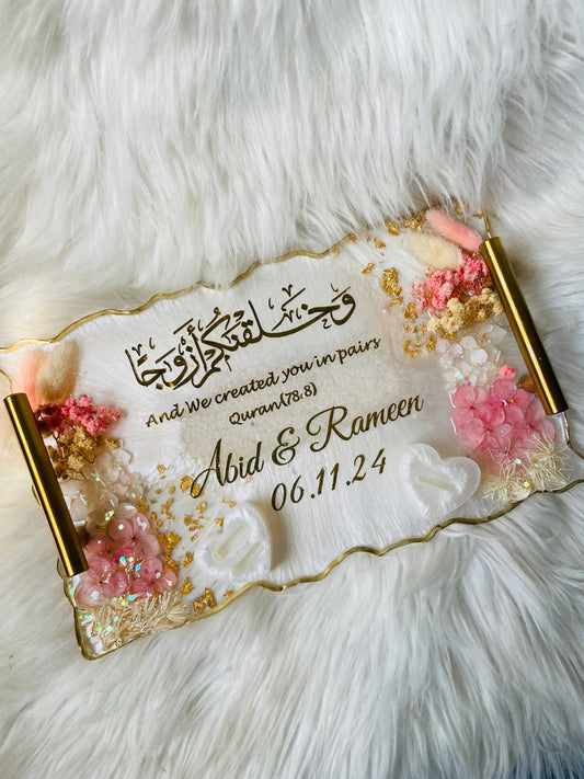 White with Pink Floral Rectangle Tray The Craft Queen