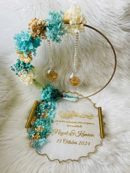 Aqua and White Floral Tray The Craft Queen