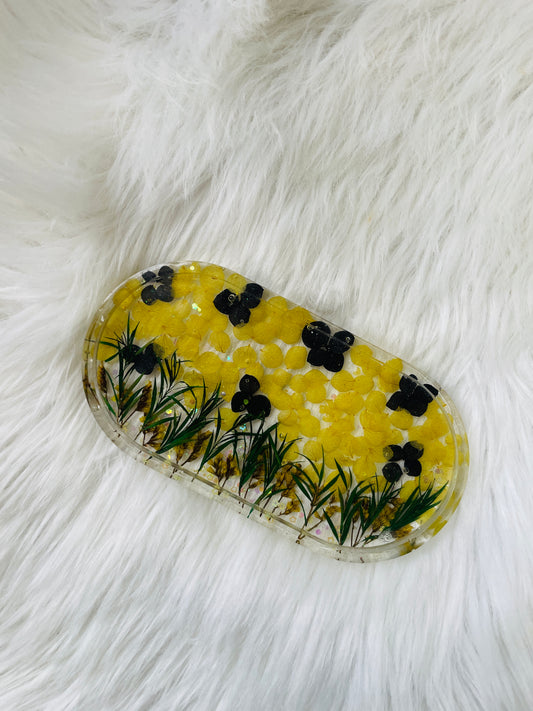 Trinket Tray Green Floral