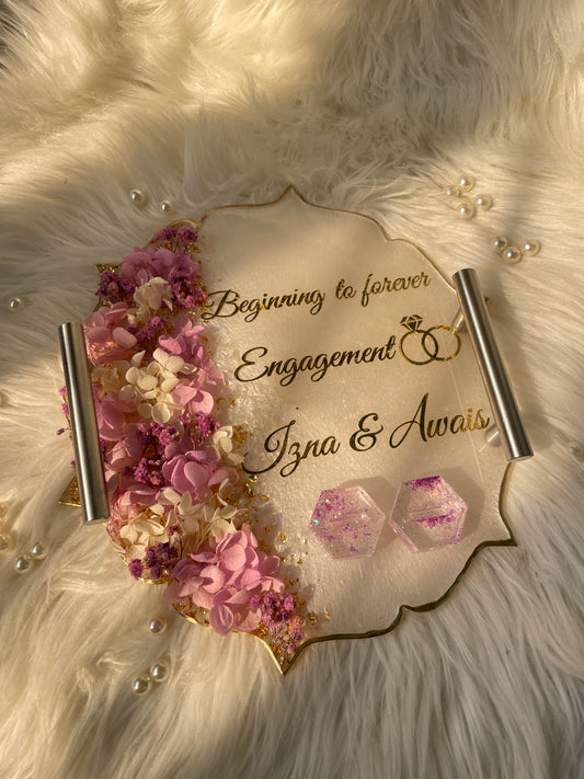 Pink and White Theme Engagement Tray