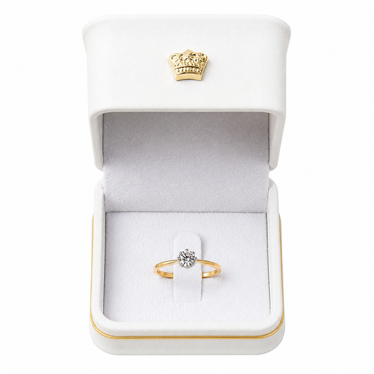 Luxury Velvet Ring Box with Crown Design | Premium Engagement & Wedding Ring Box