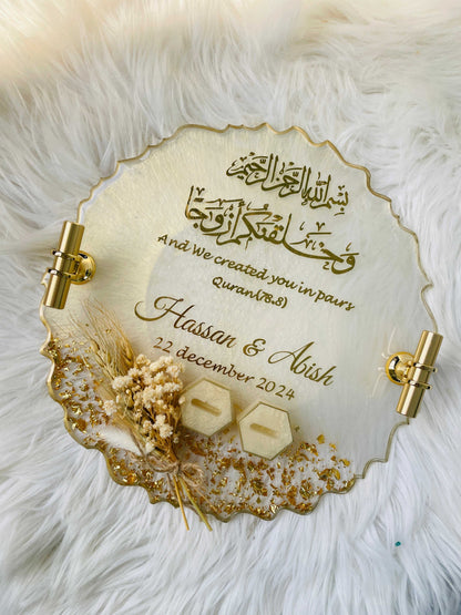 White and Golden Floral Tray The Craft Queen
