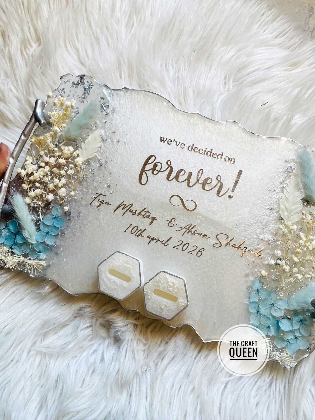 Customized Resin Engagement Tray with Names & Date | Wedding Gift
