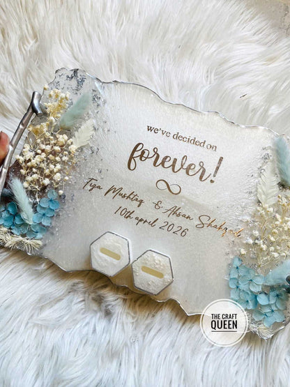 Customized Resin Engagement Tray with Names & Date | Wedding Gift
