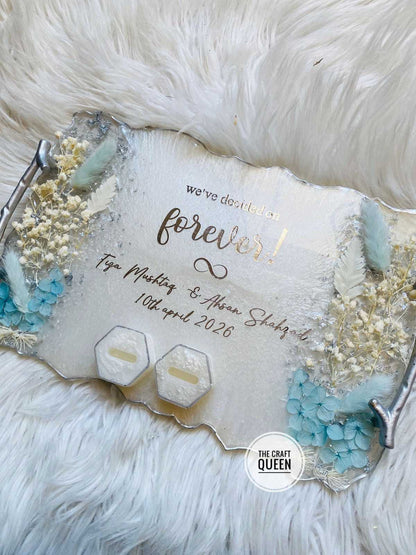 Customized Resin Engagement Tray with Names & Date | Wedding Gift