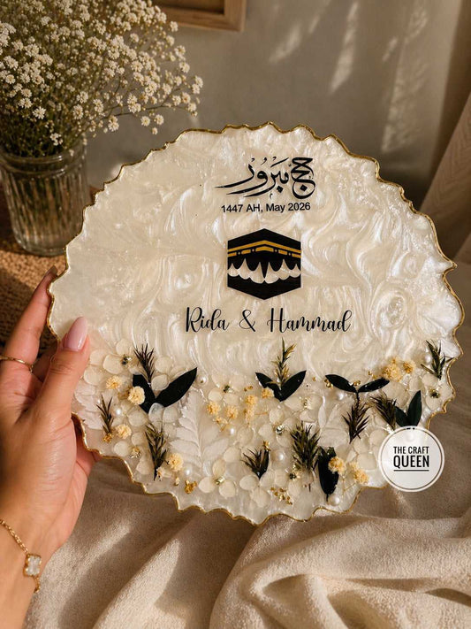 Customized Hajj Mubarak Resin Frame – Premium Islamic Gift