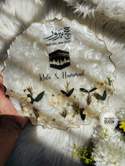 Customized Hajj Mubarak Resin Frame – Premium Islamic Gift
