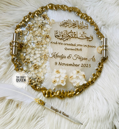 Personalized Islamic Wedding Resin Keepsake with Quran Verse & Names