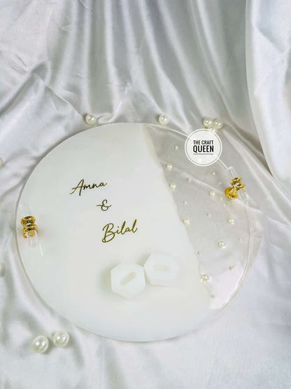 Personalized Wedding Ring Platter | Custom Engagement Ring Holder with Names The Craft Queen