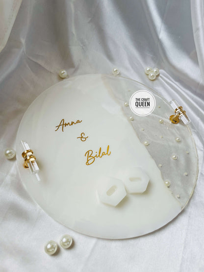 Personalized Wedding Ring Platter | Custom Engagement Ring Holder with Names The Craft Queen