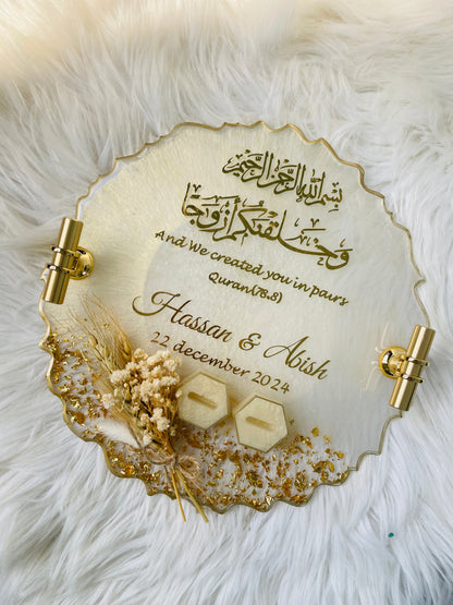 White and Golden Floral Tray The Craft Queen