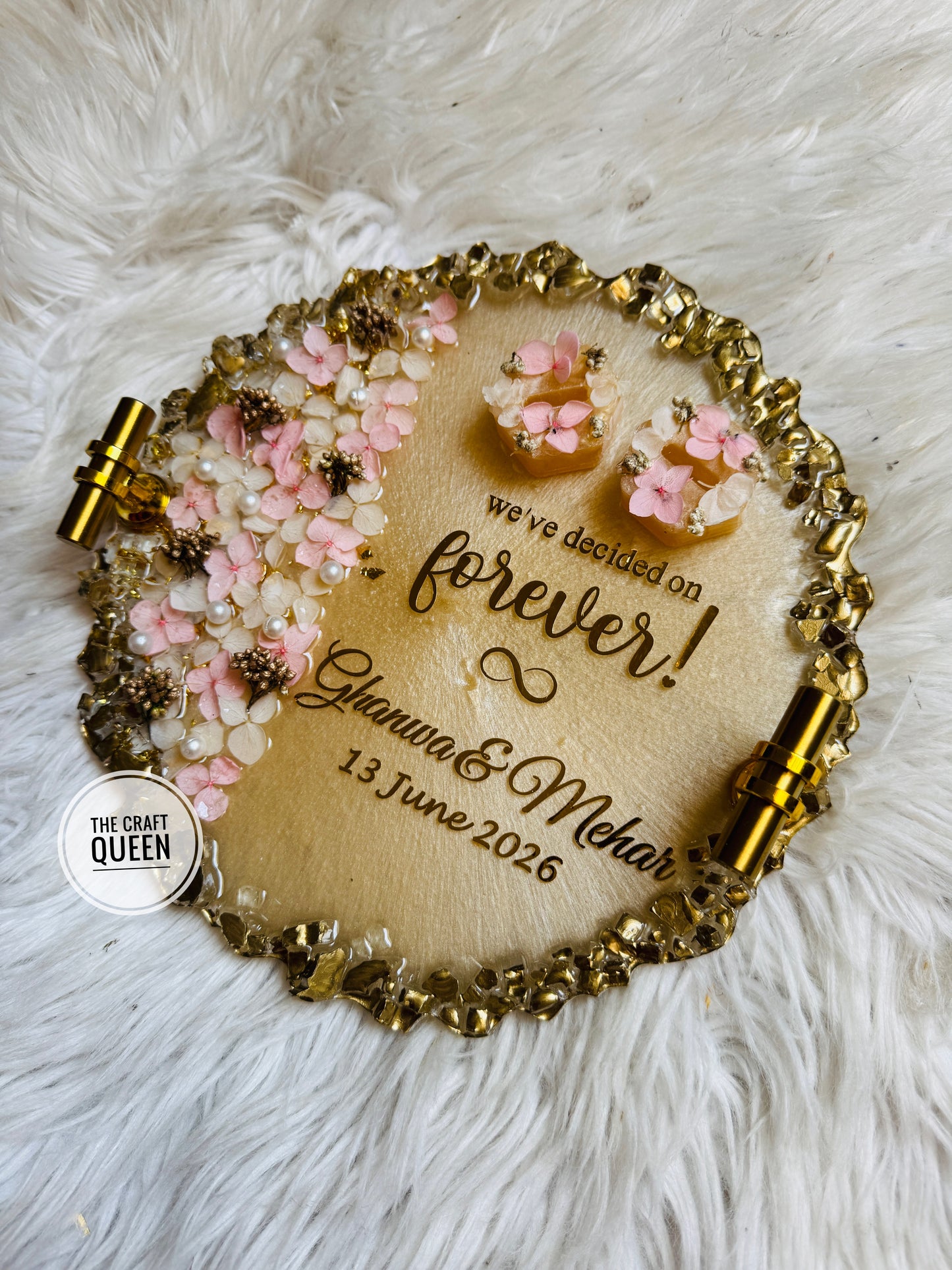 Silk Tray with Pink and White Floral