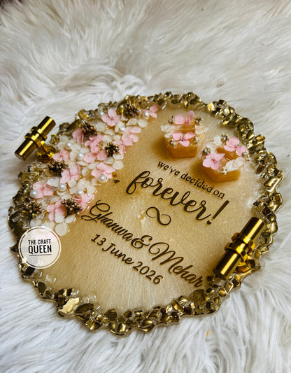 Silk Tray with Pink and White Floral