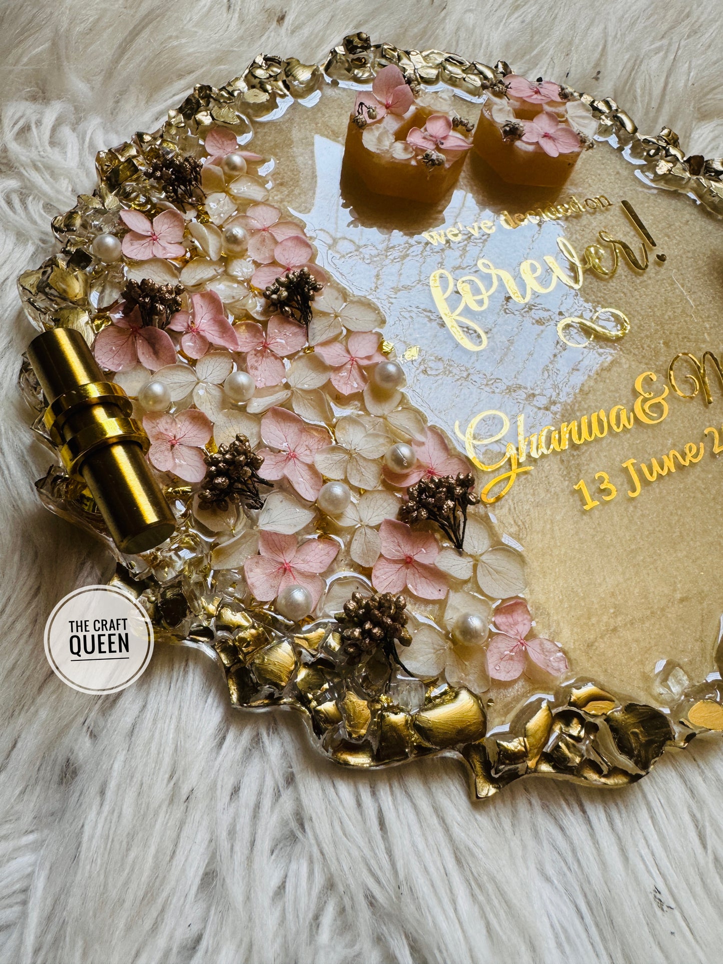 Silk Tray with Pink and White Floral
