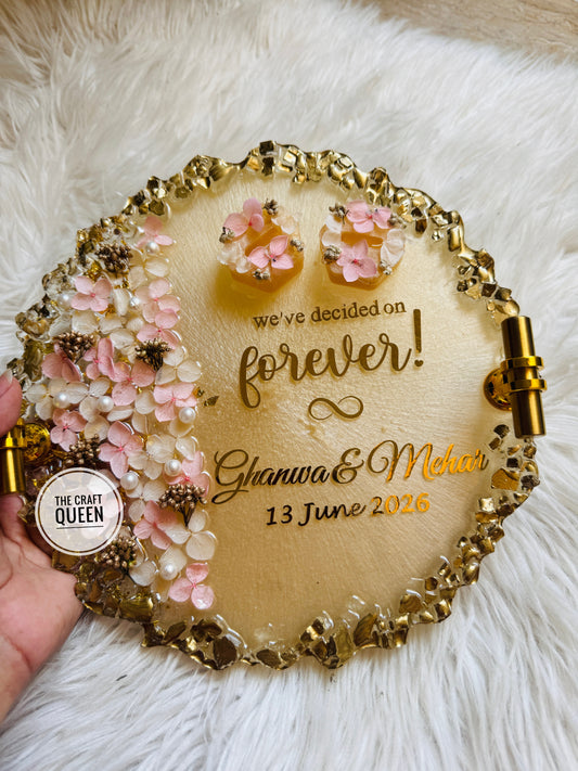 Silk Tray with Pink and White Floral