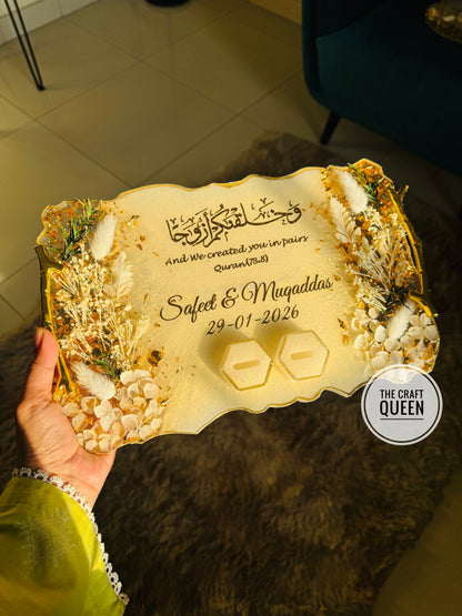 Customized Nikah Resin Plaque with Quranic Verse & Gold Detailing