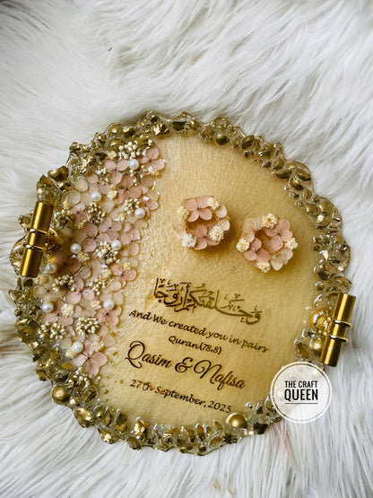 Customized Nikah Resin Keepsake Tray with Quranic Verse – Handmade Wedding Memory