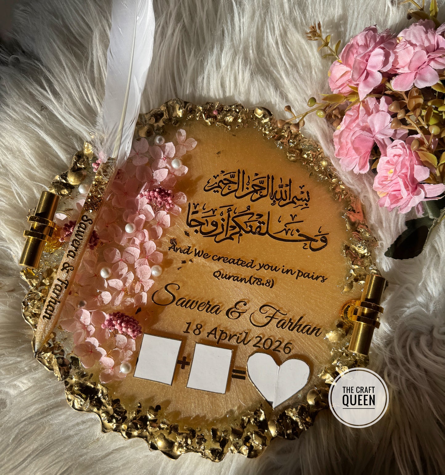 Customized Islamic Resin Wedding Tray with Names & Date | Nikkah Gift Pakistan
