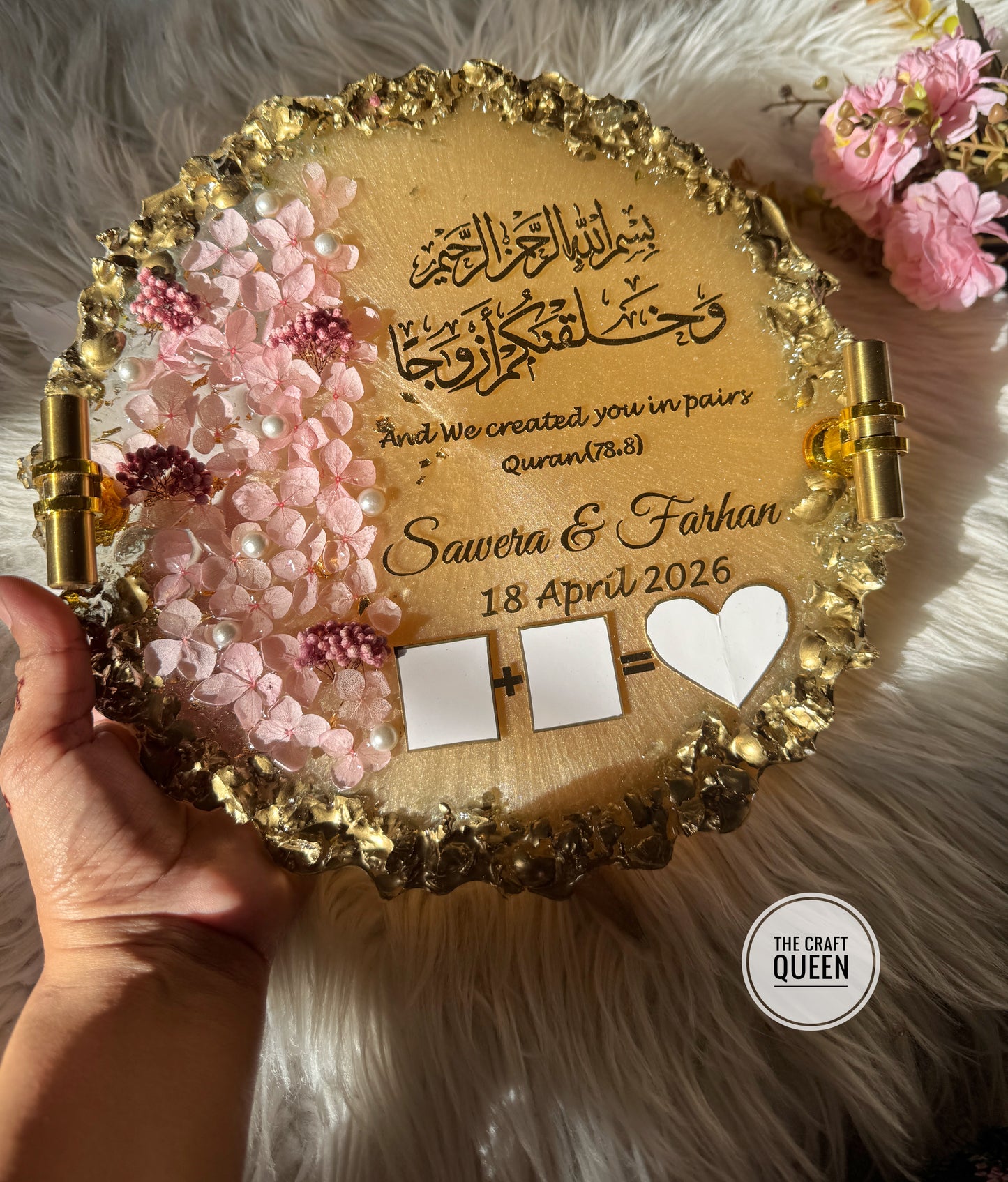Customized Islamic Resin Wedding Tray with Names & Date | Nikkah Gift Pakistan