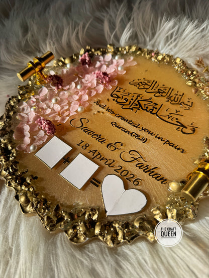 Customized Islamic Resin Wedding Tray with Names & Date | Nikkah Gift Pakistan
