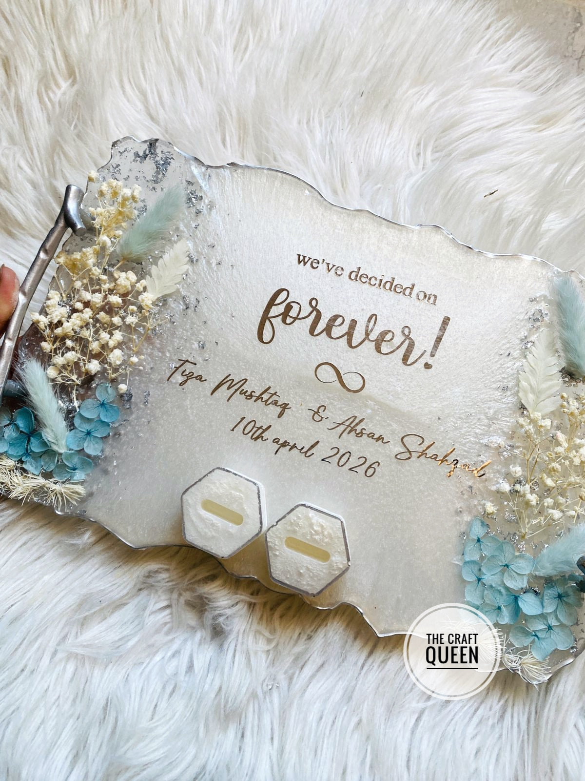 Customized Resin Engagement Tray with Names & Date | Wedding Gift