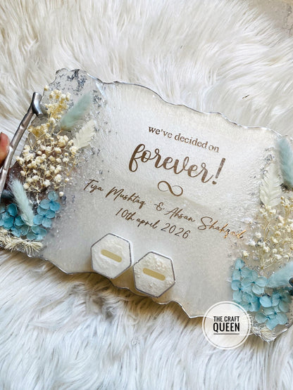 Customized Resin Engagement Tray with Names & Date | Wedding Gift