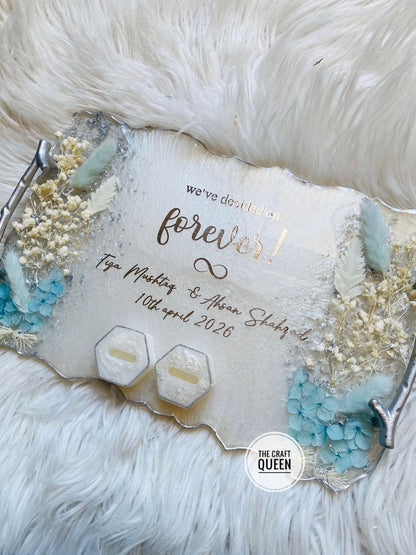 Customized Resin Engagement Tray with Names & Date | Wedding Gift