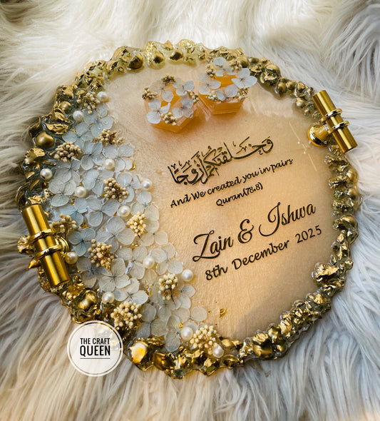 Luxury Personalized Resin Nikkah Tray with Quran Verse