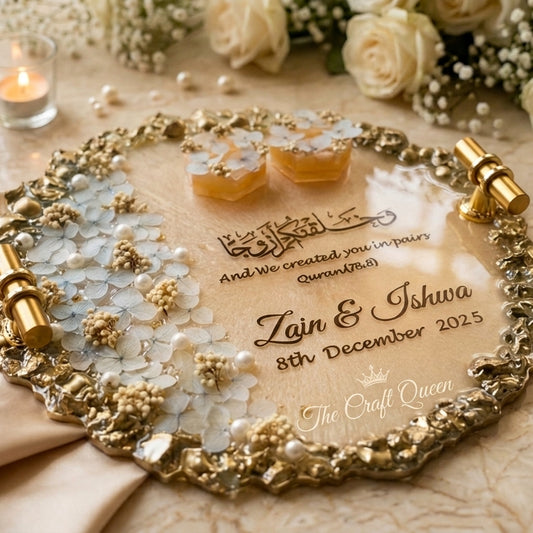 Luxury Personalized Resin Nikkah Tray with Quran Verse