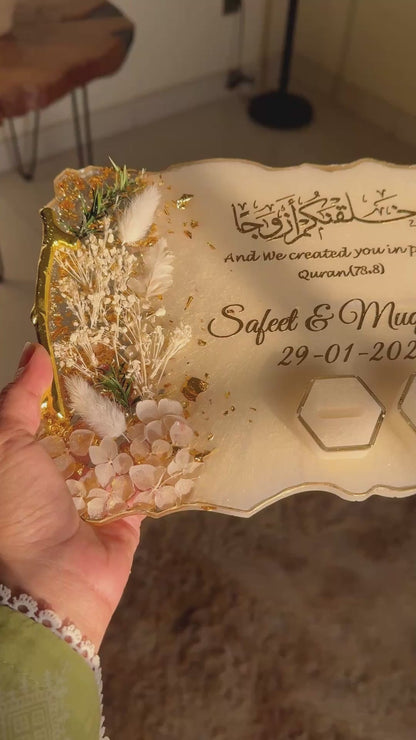Customized Nikah Resin Plaque with Quranic Verse & Gold Detailing