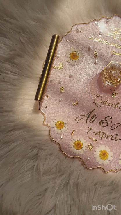 Customized Pearl & Gold Resin Engagement Ring Tray