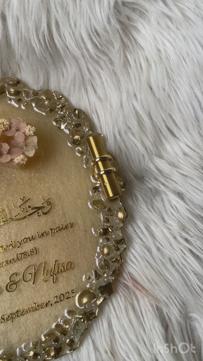 Customized Nikah Resin Keepsake Tray with Quranic Verse – Handmade Wedding Memory