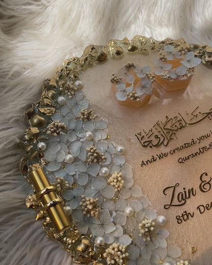 Luxury Personalized Resin Nikkah Tray with Quran Verse