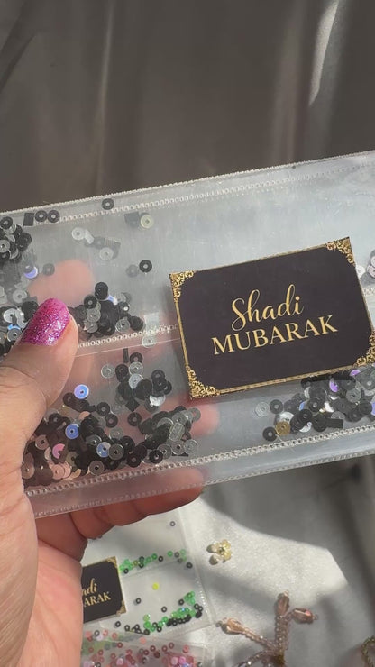 Luxury Shadi Envelope with Shiny Sequins