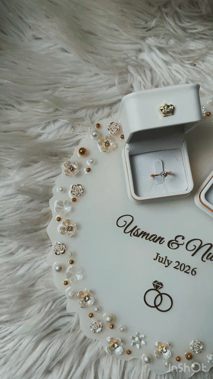 Personalized Wedding Ring Resin Tray with Ring Boxes – Custom Couple Name & Date